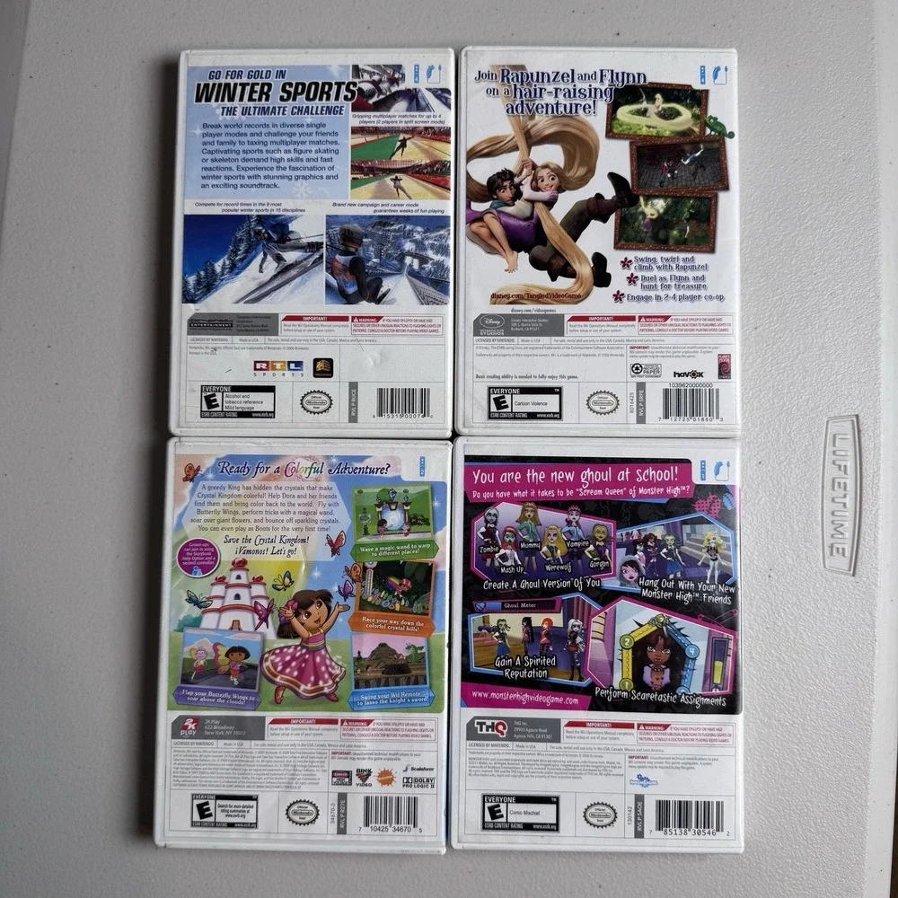 Nintendo Wii Game Lot Winter Sports Tangled Dora Monster High 4 Bundle CIB